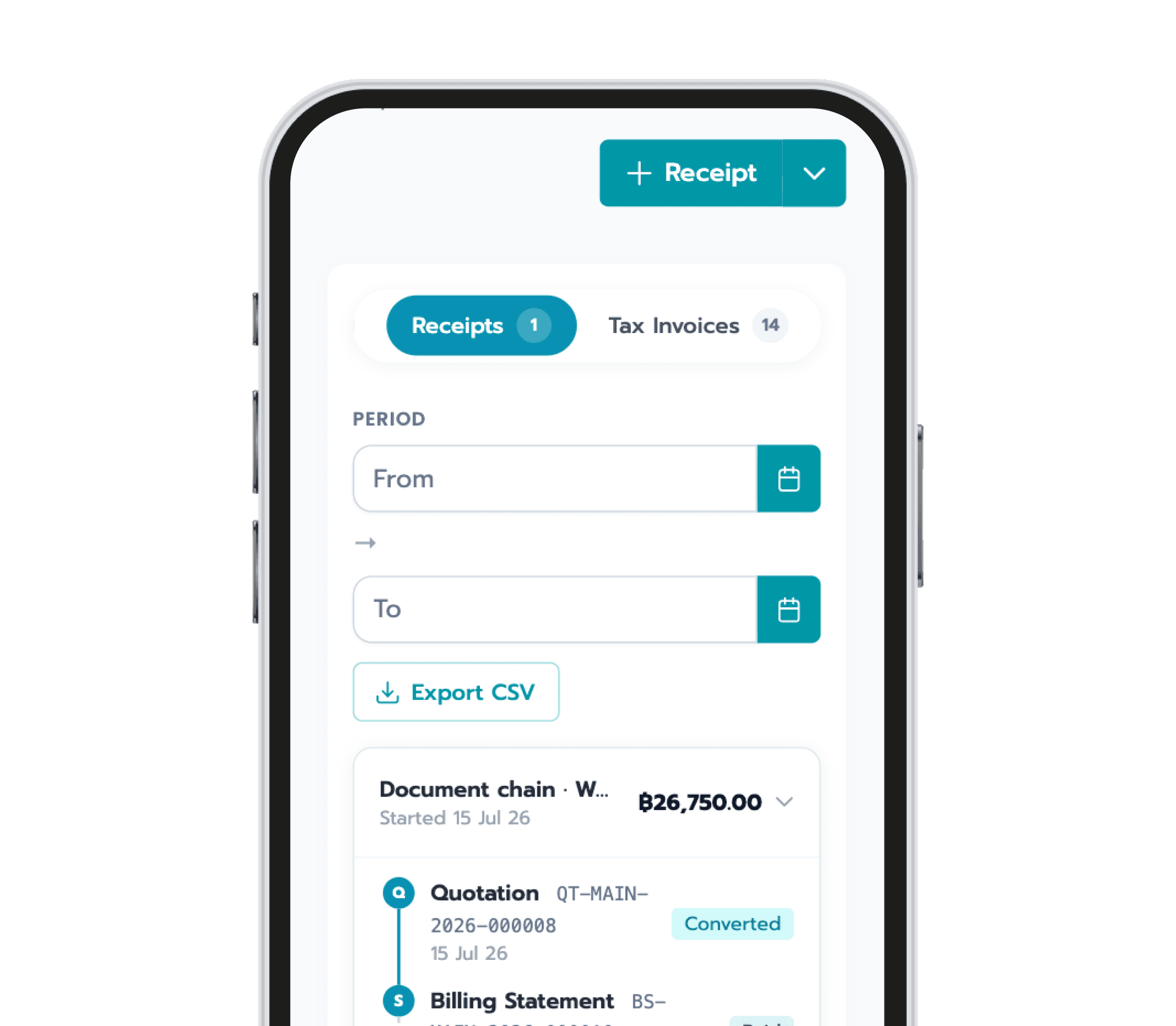 CloudNurse receipt interface